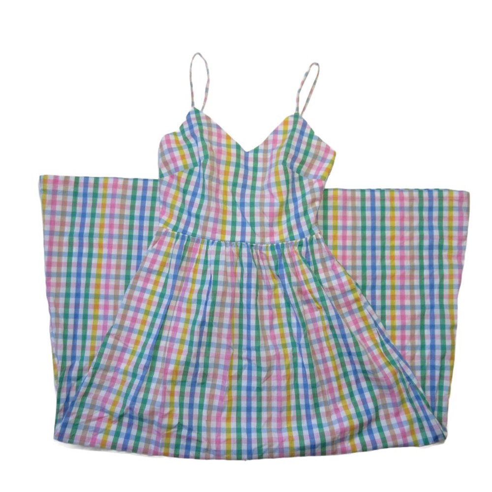 J.Crew Factory V-neck Maxi in Rainbow Gingham Cotton Dress 00